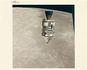 (NASA) Group of 24 color photographs, including the iconic image by Neil Armstrong of Buzz Aldrin walking on the moon, the Earthrise, a